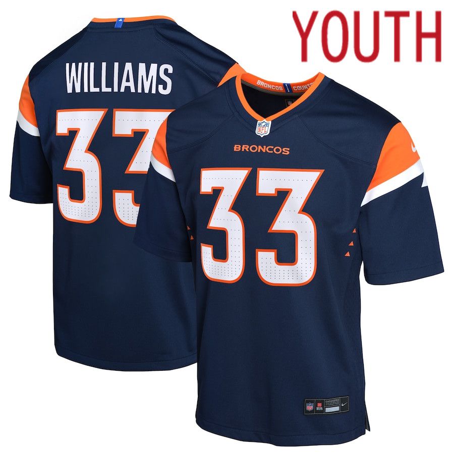Youth Denver Broncos 33 Javonte Williams Nike Navy Alternate Game NFL Jersey